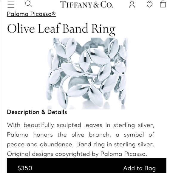 Tiffany & Co. Paloma Picasso Olive Leaf Band Ring - Picture 6 of 7